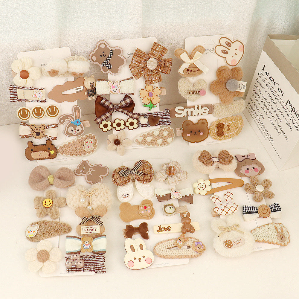 Teddy Bunny Clips Set