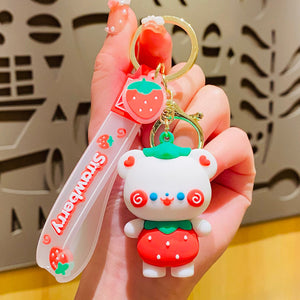 Strawberry Teddy Keychain