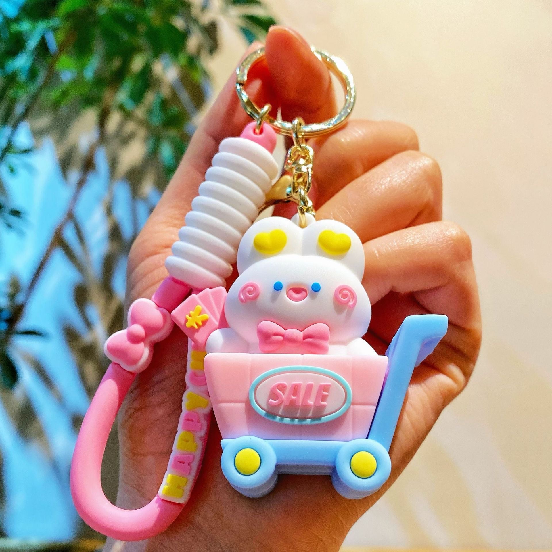 Bunny Shopping Cart Keychain