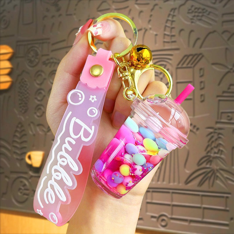 Strawberry Bubble Tea Keychain