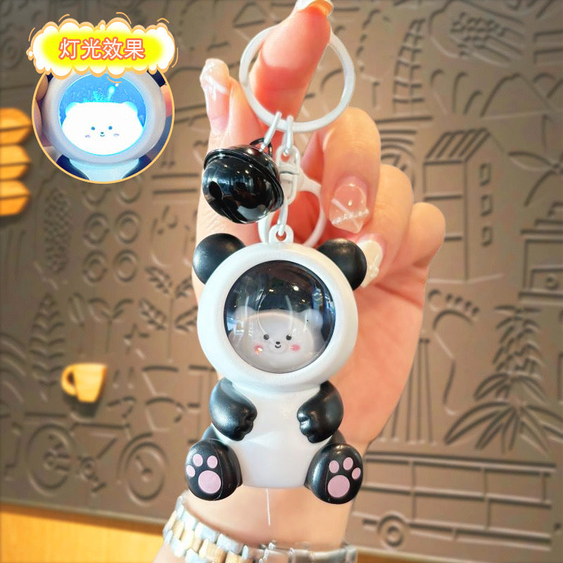 Light up Panda Head Keychain