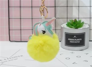 Fluffy Unicorn Keychain - Yellow