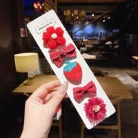 Baby Clips Set - Red Flower