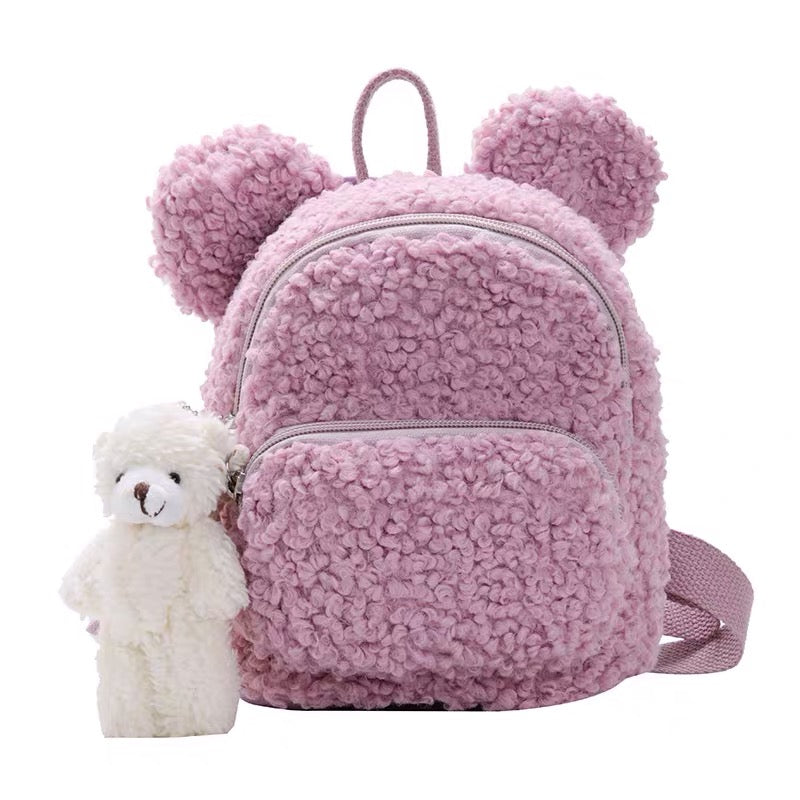 Fluffy Bunny Kids Backpack - Purple