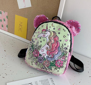 Two Unicorn Sequin Backpack - Pink